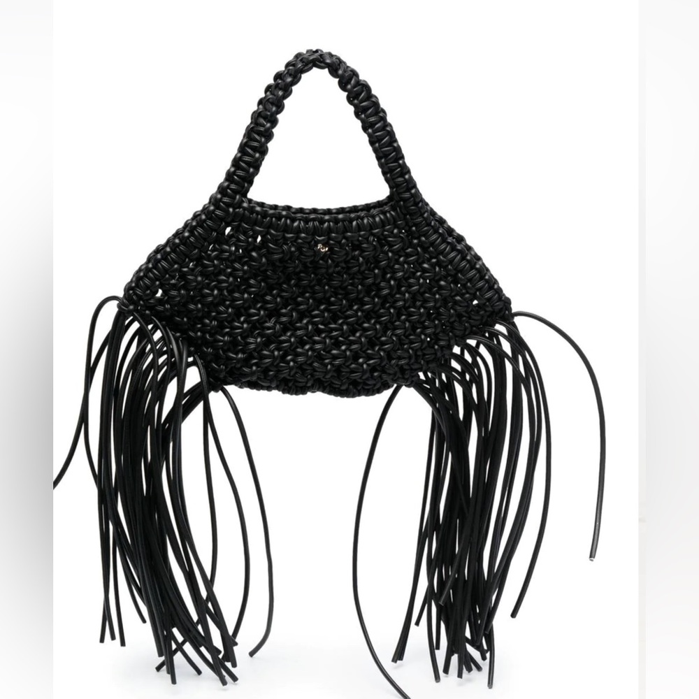 Yuzefi mini woven basket tote bag | BLACK